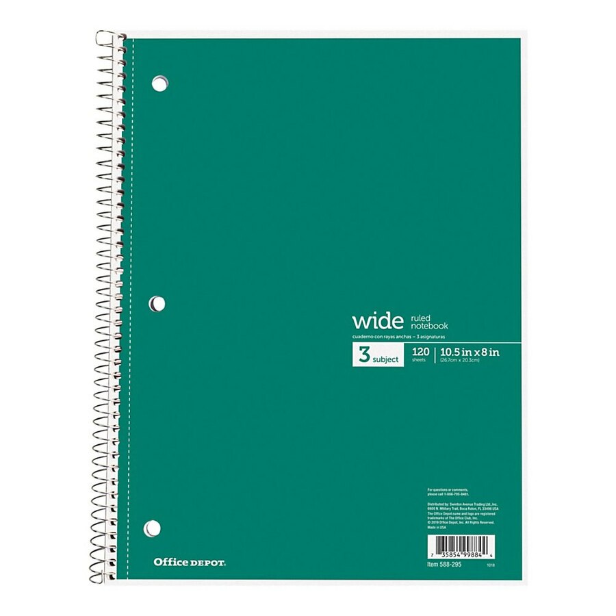 Office Depot Wirebound Notebook, 3Hole Punched, 8 1/2" x 10 1/2", 3