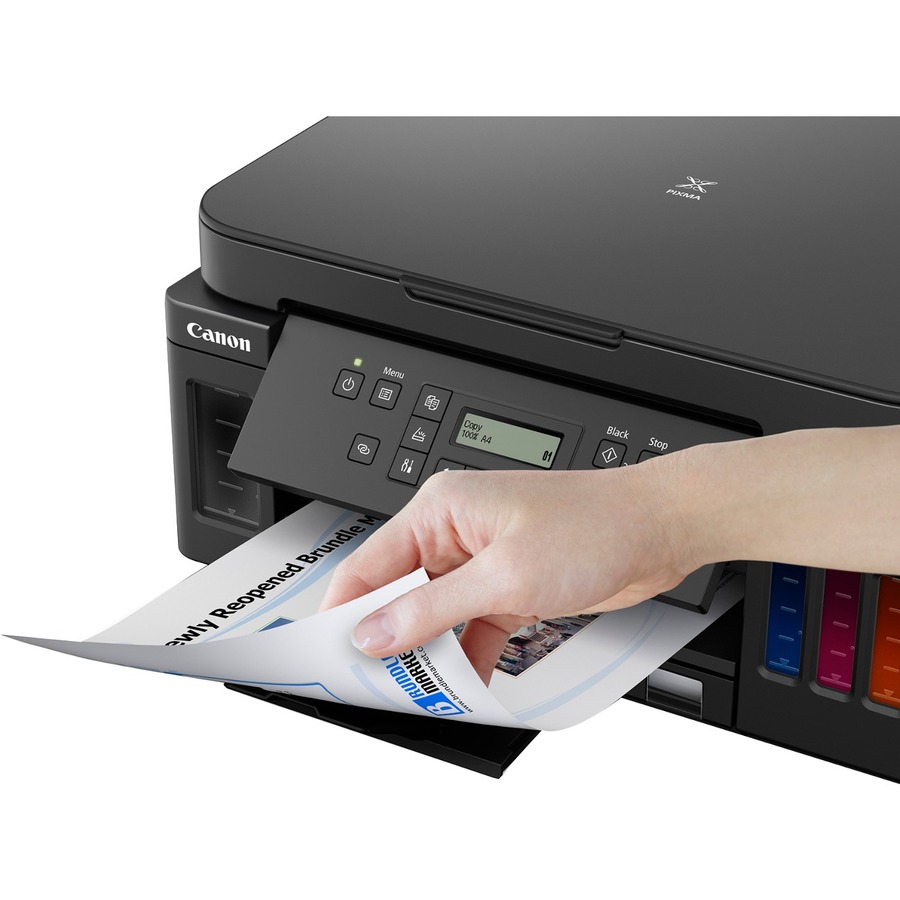 Canon PIXMA G G6020 Inkjet Multifunction Printer-Color-Copier/Scanner-4800x1200 dpi Print-Automatic Duplex Print-5000 Pages-350 sheets Input-Color Flatbed Scanner-1200 dpi Optical Scan-Wireless LAN-Wireless PictBridge-Mopria-Canon PRINT Business
