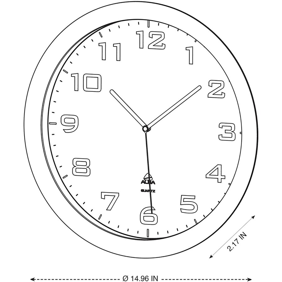 Alba Wall Clock - Analog - Quartz - Black