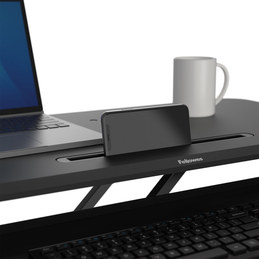 Fellowes Corsivo Sit-Stand Workstation - 4.50" (114.30 mm) Height x 31.50" (800.10 mm) Width x 24.13" (612.90 mm) Depth - Black - Desktop Risers - FEL8091001