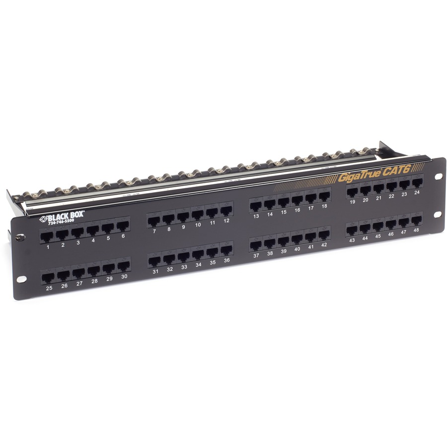 Black Box GigaTrue&reg; CAT6 Patch Panel - 2U, Unshielded, 48-Port