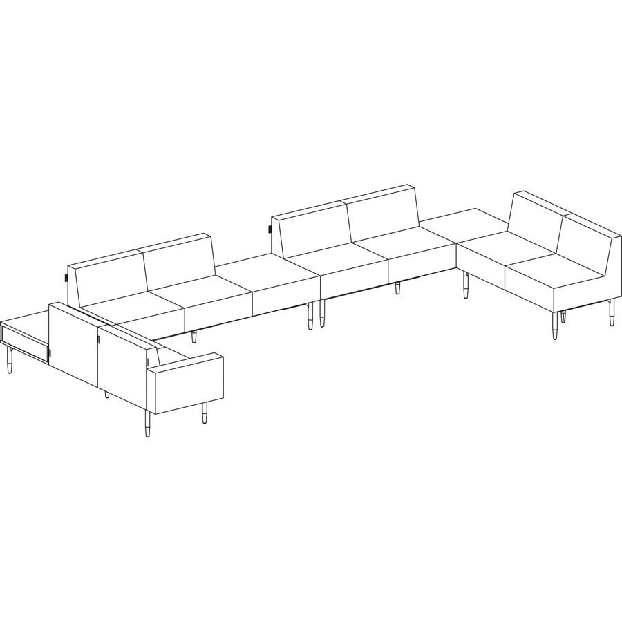 Lorell Contemporary Reception Collection Single Seat Sofa - 25.5" x 25.5"19.6" - Material: Polyurethane - Finish: Black