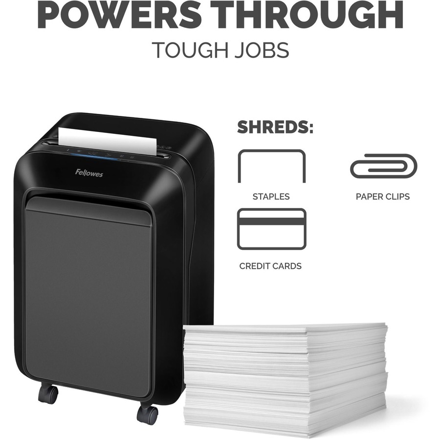 Fellowes Powershred LX210 Micro Cut Shredder - Micro Cut - 16 Per Pass - for shredding Paper, Credit Card, Paper Clip, Staples, Junk Mail - 0.156" x 0.500" Shred Size - P-4 - 7 ft/min - 9" Throat - 20 Minute Run Time - 6 gal Wastebin Capacity - Black