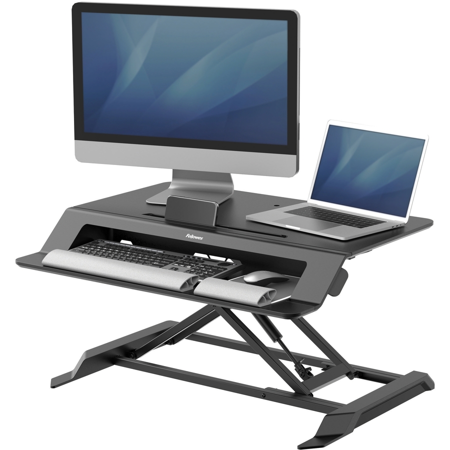 Fellowes Lotus™ LT Sit-Stand - 4.4" Height x 31.5" Width x 24" Depth - Desktop - Black