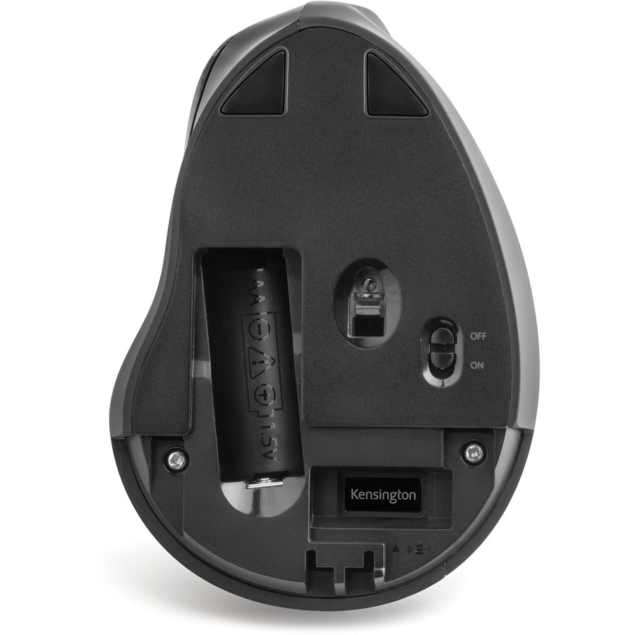 Kensington Pro Fit Ergo Vertical Wireless Mouse - Wireless - Radio Frequency - Black - 1 Pack - USB - 1600 dpi - Scroll Wheel - 6 Button(s)