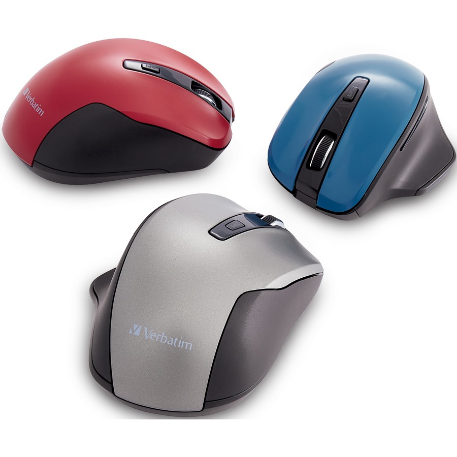 Verbatim Silent Ergonomic Wireless Blue LED Mouse - Red