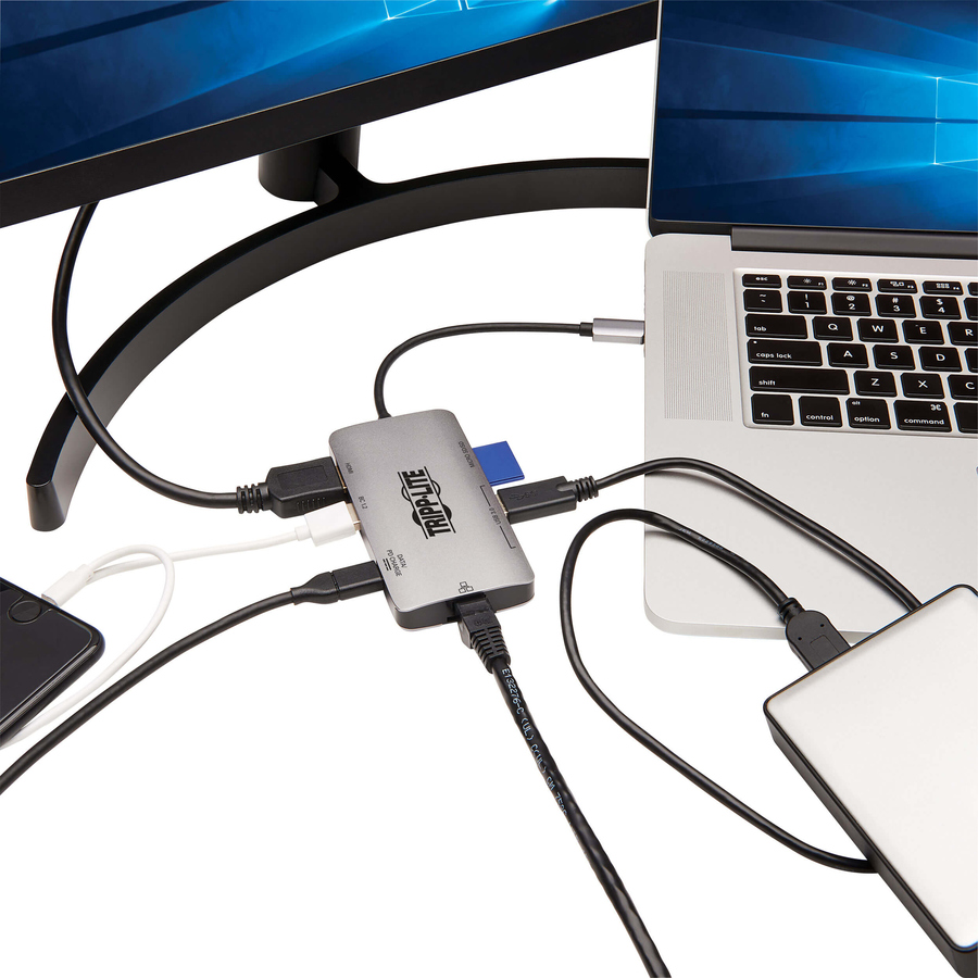Tripp Lite by Eaton USB-C Dock - 4K HDMI USB 3.x (5Gbps) USB-A/C Hub Ports GbE Memory Card 100W PD Charging