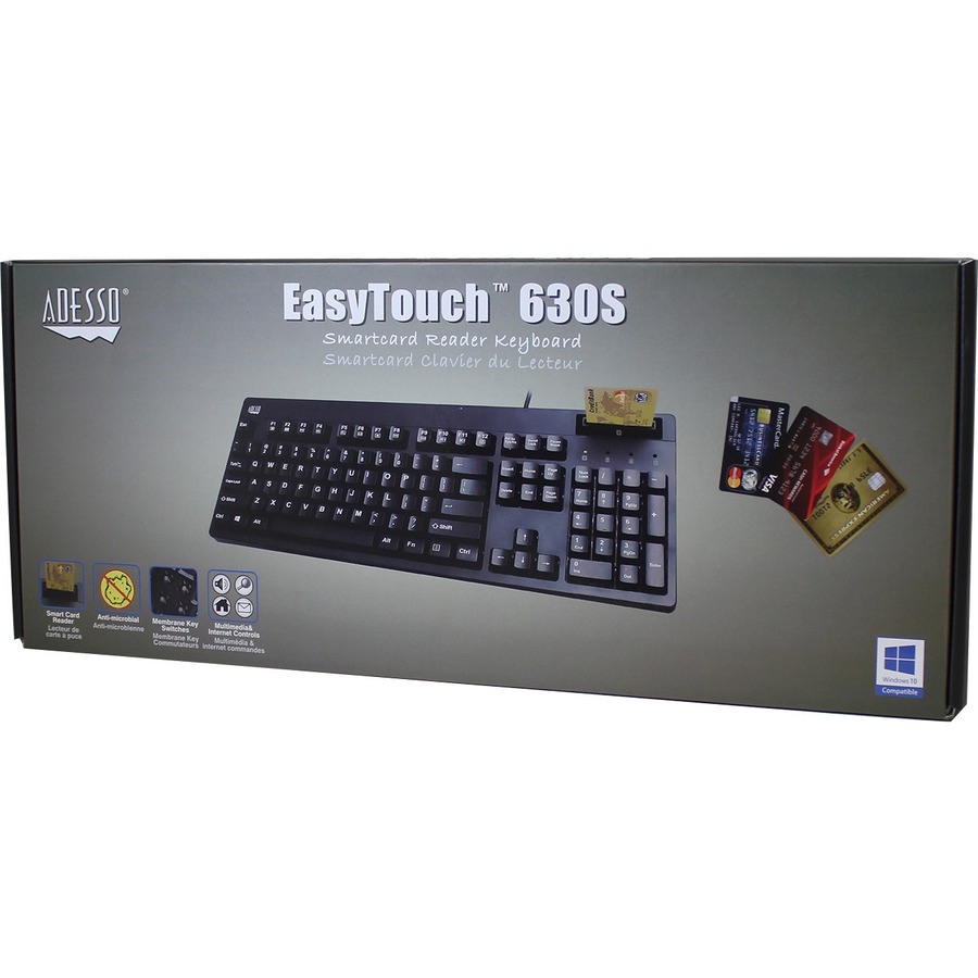 Adesso EasyTouch 630SB-TAA - Smart Card Reader Keyboard (TAA Compliant)