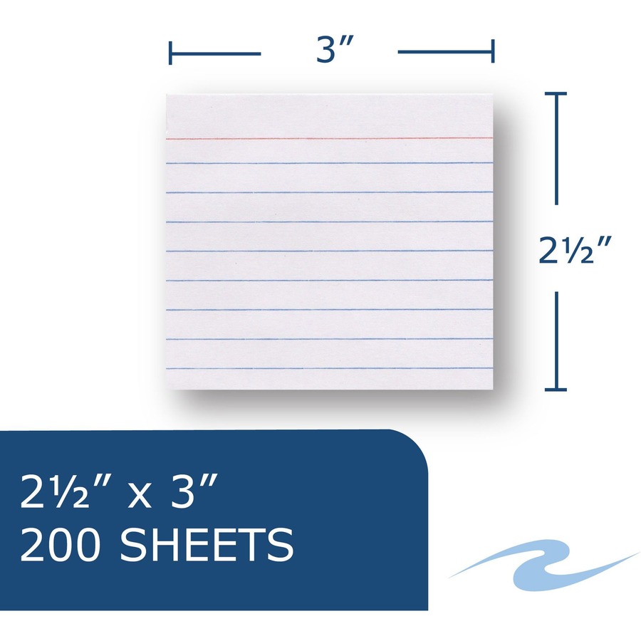 Roaring Spring PaperTrail Ruled Index Cards - 200 Sheets - 400 Pages - Printed - Front Ruling Surface - 43 lb Basis Weight - 160 g/m² Grammage - 3" x 2 1/2" - 3" x 2.5" x 1.4" - White Paper - 36 / Carton