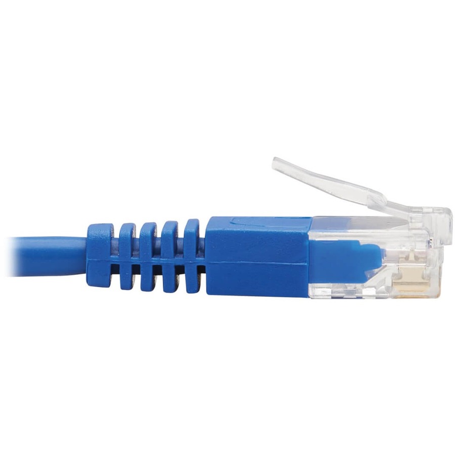 Tripp Lite by Eaton Left-Angle Cat6 Gigabit Molded Slim UTP Ethernet Cable (RJ45 Left-Angle M to RJ45 M) Blue 7 ft. (2.13 m)