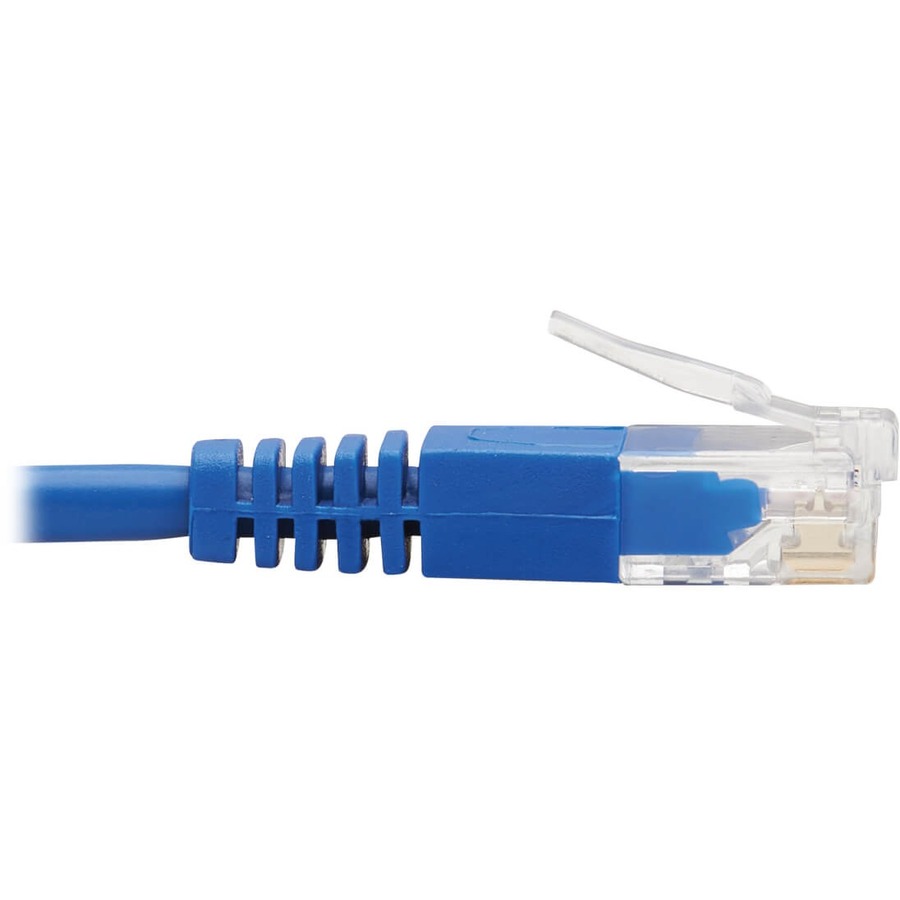 Eaton Tripp Lite Series Right-Angle Cat6 Gigabit Molded Slim UTP Ethernet Cable (RJ45 Right-Angle M to RJ45 M), Blue, 15 ft. (4.57 m)