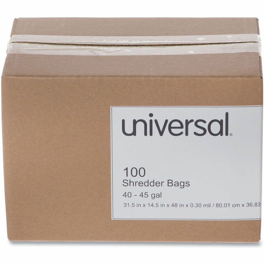 Universal Shredder Bag - 45 gal - 48" Height x 26" Width x 18" Depth - High-density Polyethylene (HDPE) Resin - Clear - 100 / Box