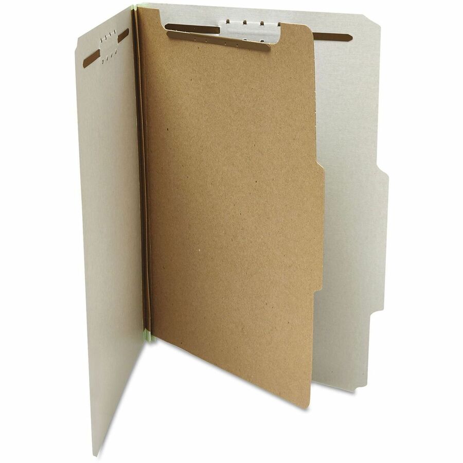 Universal 2/5 Tab Cut Letter Classification Folder - 8 1/2" x 11" - 2" Expansion - 4 Fastener(s) - 2" Fastener Capacity - Top Tab Location - Right of Center Tab Position - 1 Divider(s) - Gray - 10 Box