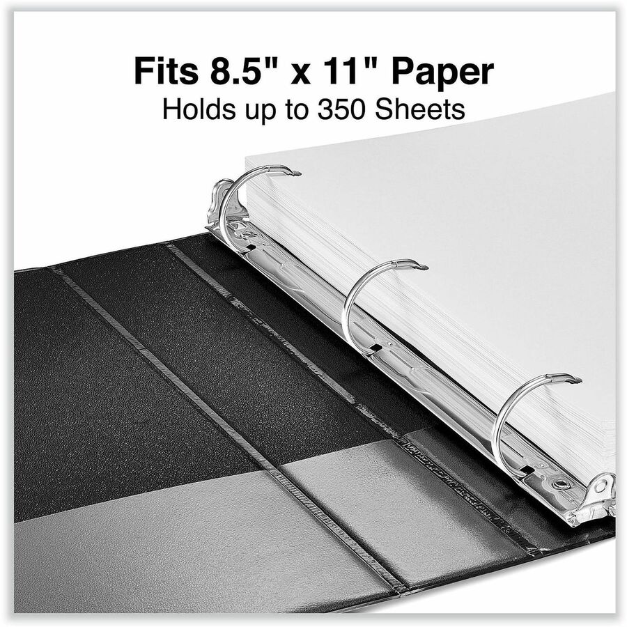 Universal Slant D-Ring View Binder, 3 Rings, 1.5" Capacity, 11 x 8.5, Black - 1 1/2" Binder Capacity - Letter - 8 1/2" x 11" Sheet Size - 375 Sheet Capacity - 3 Ring(s) - Fastener(s): Ring - Pocket(s): 2, Inside Front & Back - Polypropylene - Black - Non-