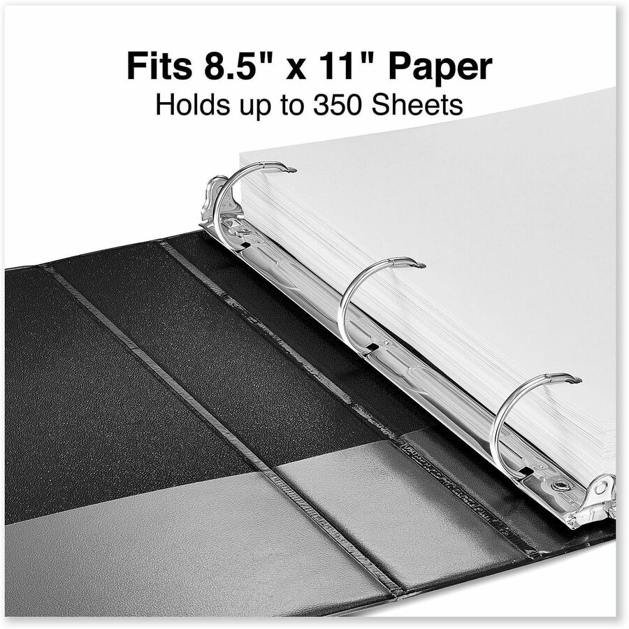 Universal Ring Binder - 1 1/2" Binder Capacity - Letter - 8 1/2" x 11" Sheet Size - 375 Sheet Capacity - 3 Ring(s) - Fastener(s): Ring - Pocket(s): 2, Inside Front & Back - Polypropylene - Black - Non-stick - 1 Each