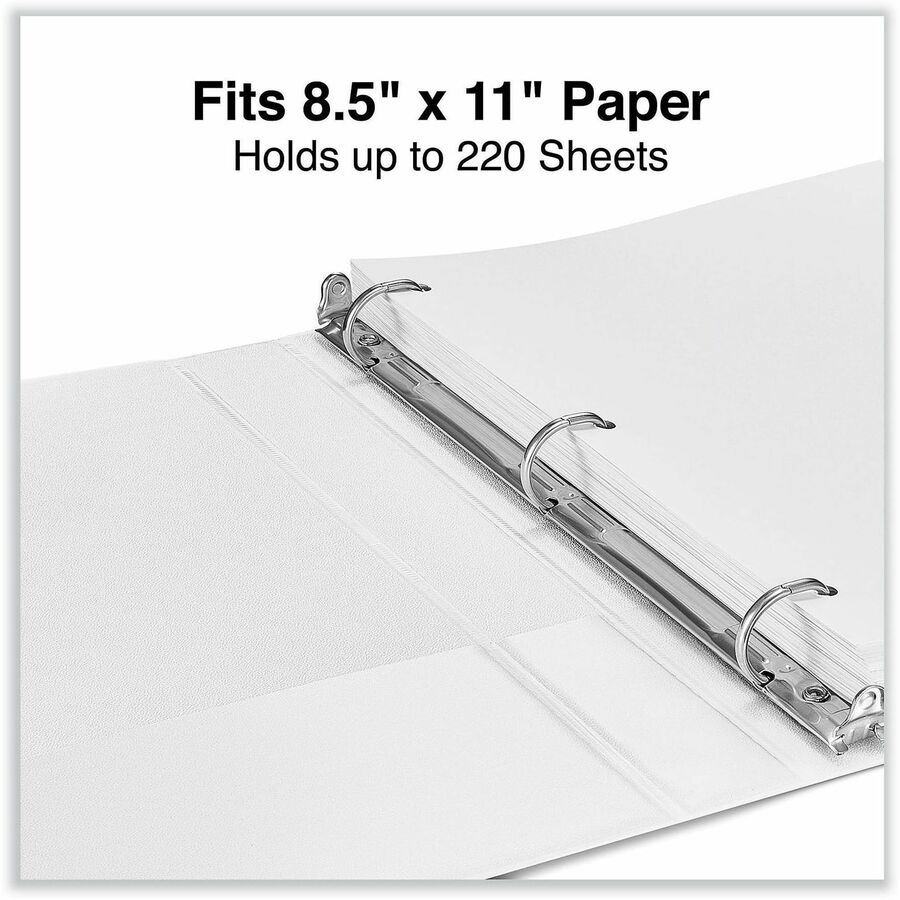 Universal Slant D-Ring View Binder, 3 Rings, 1" Capacity, 11 x 8.5, White - 1" Binder Capacity - Letter - 8 1/2" x 11" Sheet Size - 220 Sheet Capacity - 3 Ring(s) - Fastener(s): Ring - Pocket(s): 2, Inside Front & Back - Polypropylene - White - Non-stick 