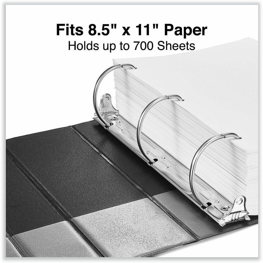 Universal Ring Binder - 4" Binder Capacity - Letter - 8 1/2" x 11" Sheet Size - 775 Sheet Capacity - 3 Ring(s) - Fastener(s): Ring - Pocket(s): 2, Inside Front & Back - Polypropylene - Black - Non-stick - 1 Each