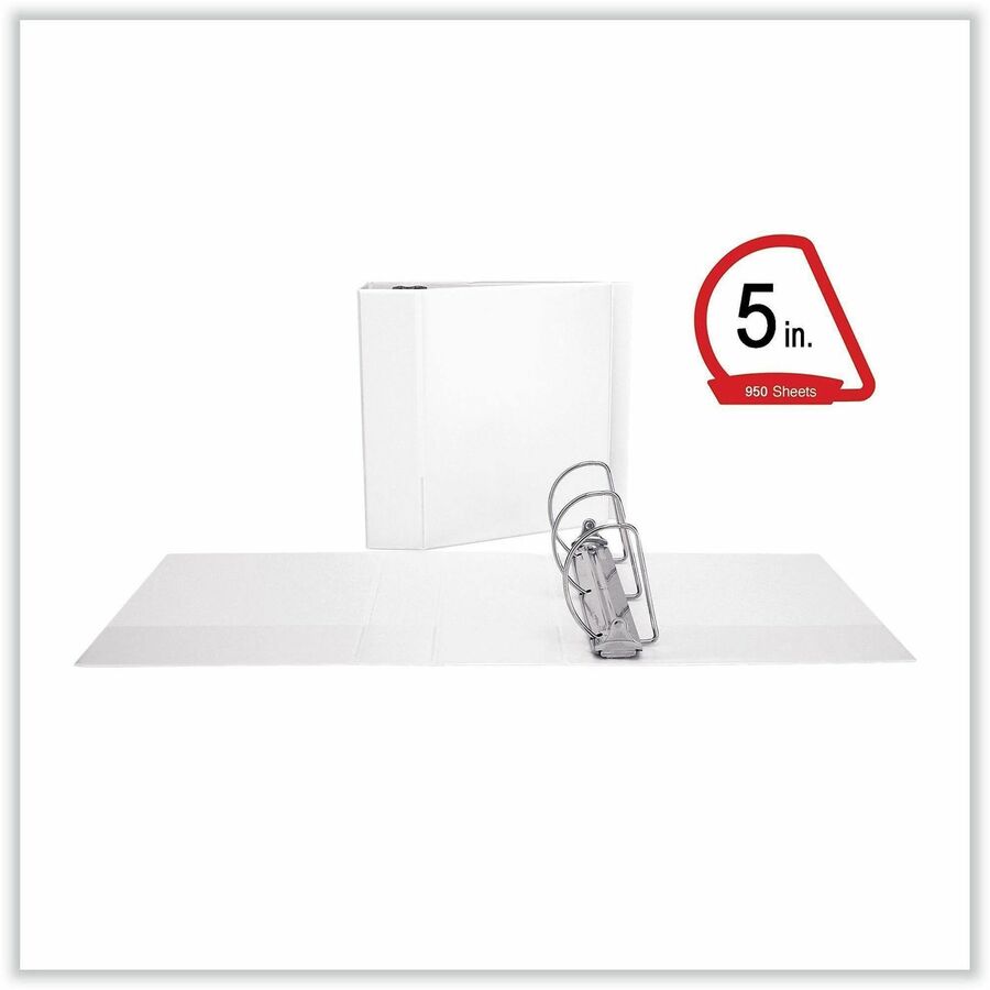 Universal Slant D-Ring View Binder, 3 Rings, 5" Capacity, 11 x 8.5, White - 5" Binder Capacity - Letter - 8 1/2" x 11" Sheet Size - 950 Sheet Capacity - 3 Ring(s) - Fastener(s): Ring - Pocket(s): 2, Inside Front & Back - Polypropylene - White - Non-stick 