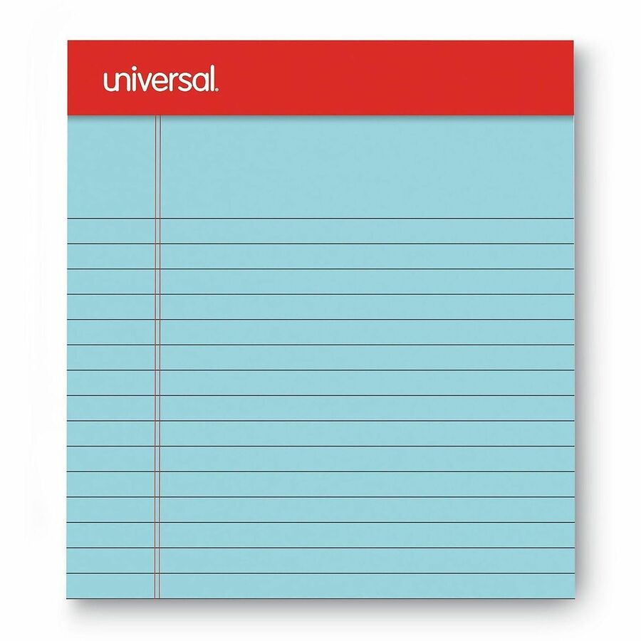 Universal Colored Perforated Ruled Writing Pads, Narrow Rule, 50 Blue 5 x 8 Sheets, Dozen - 1 Subject(s) - 50 Sheets - Tape Bound - Narrow Ruled Front Ruling - 16 lb Basis Weight - 8" Height x 5" Width - Blue Paper - Chipboard Cover - 1 Dozen