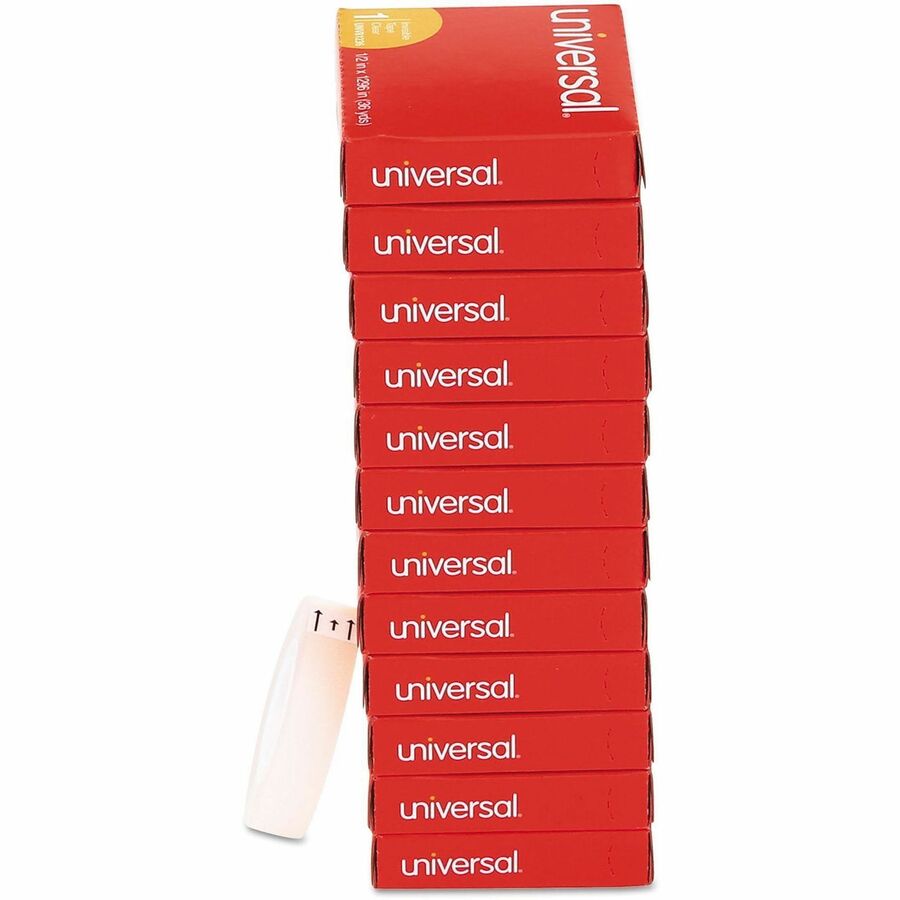 Universal Invisible Tape, 1" Core, 0.5" x 36 yds, Clear, 12/Pack - 36 yd Length x 0.50" Width x 2 mil Thickness - 1" Core - Matte - Clear - Acrylic - Plastic Backing - 12 / Pack
