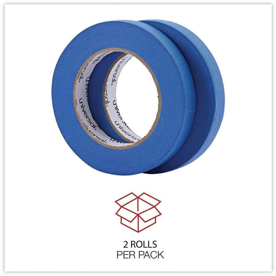 Universal Masking Tape - 59.93 yd Length x 0.71" Width x 5 mil Thickness - 3" Core - Blue - Synthetic Rubber - Crepe Paper Backing - 2 / Pack