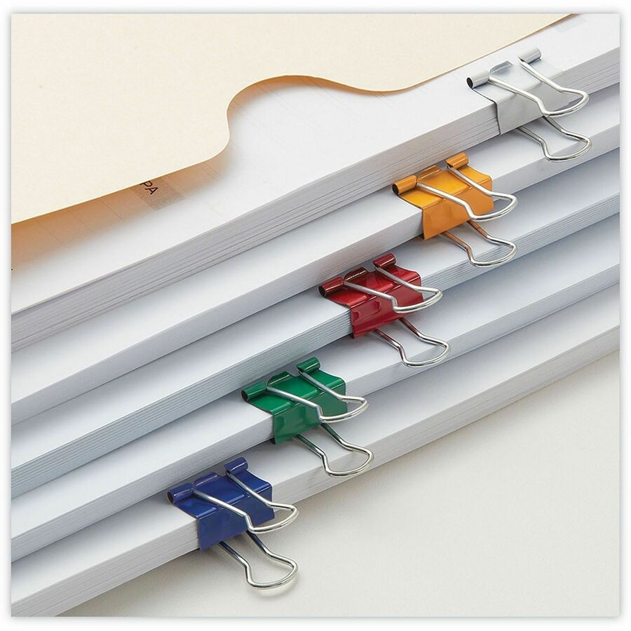 Universal Binder Clips with Storage Tub, Mini, Assorted Colors, 60/Pack - Mini - 0.6" Width - 0.25" Size Capacity - Assorted, Blue, Gold, Green, Red, White - Metal, Steel Wire - 60 / Pack