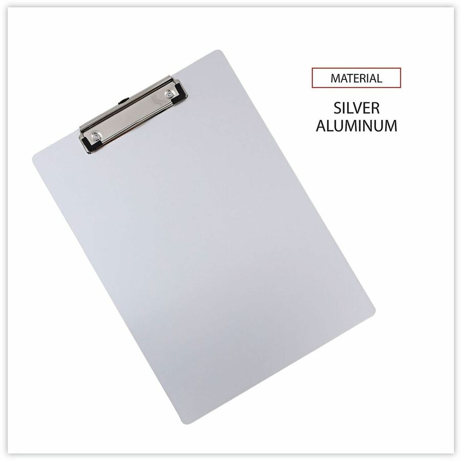 Universal Clipboard - 0.50" Clip Capacity - Storage for Document, Paper - 8 1/2" x 11" Sheet Size - Aluminum - Aluminum - 1 Each