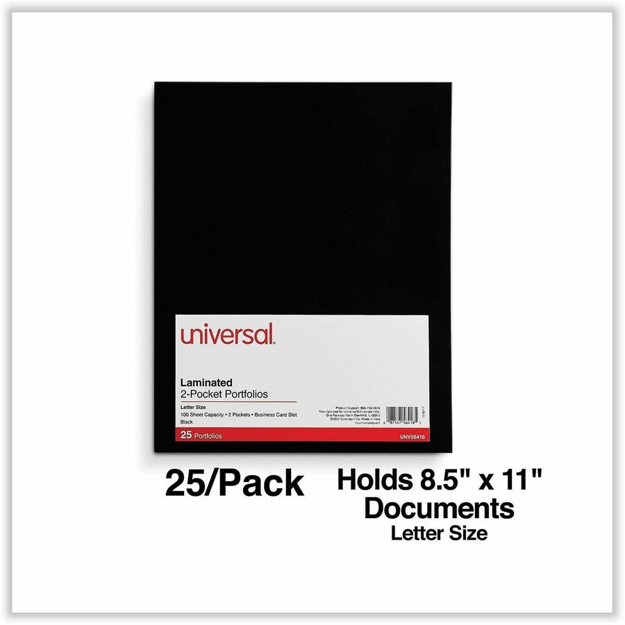 Universal Pocket Folder - 11" x 8 1/2" - 100 Sheets Capacity - 2 Inside Front & Back Pocket(s) - Laminated - 25 Box
