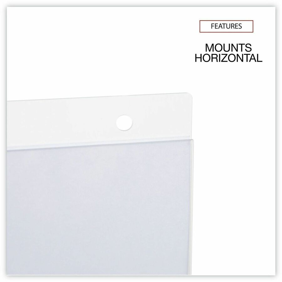 Universal Sign Holder - Rectangular Shape - Wall Mountable - Durable, Top Loading, Pre-drilled - Plastic - Clear - 2 / Pack