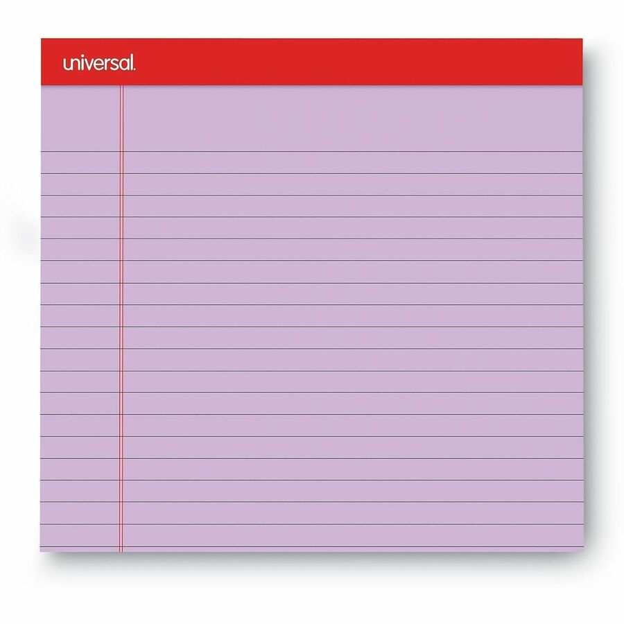 Universal Notepad - 1 Subject(s) - 50 Sheets - Tape Bound - Wide Ruled, Legal Ruled Front Ruling - 11.75" Height x 8.5" Width - Blue, Ivory, Orchid Paper - Chipboard Cover - 6 / Pack
