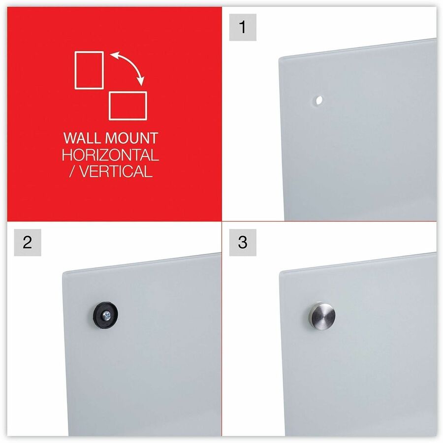 Universal Frameless Glass Marker Board, 48" x 36" , White Surface - 48" (4 ft) Width x 36" (3 ft) Height - White Glass Surface - 1 Each