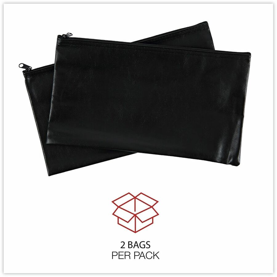 Universal Carrying Case (Wallet) Cash - Black - Faux Leather Polyurethane Body - 6" Height x 11" Width - 2 Pack