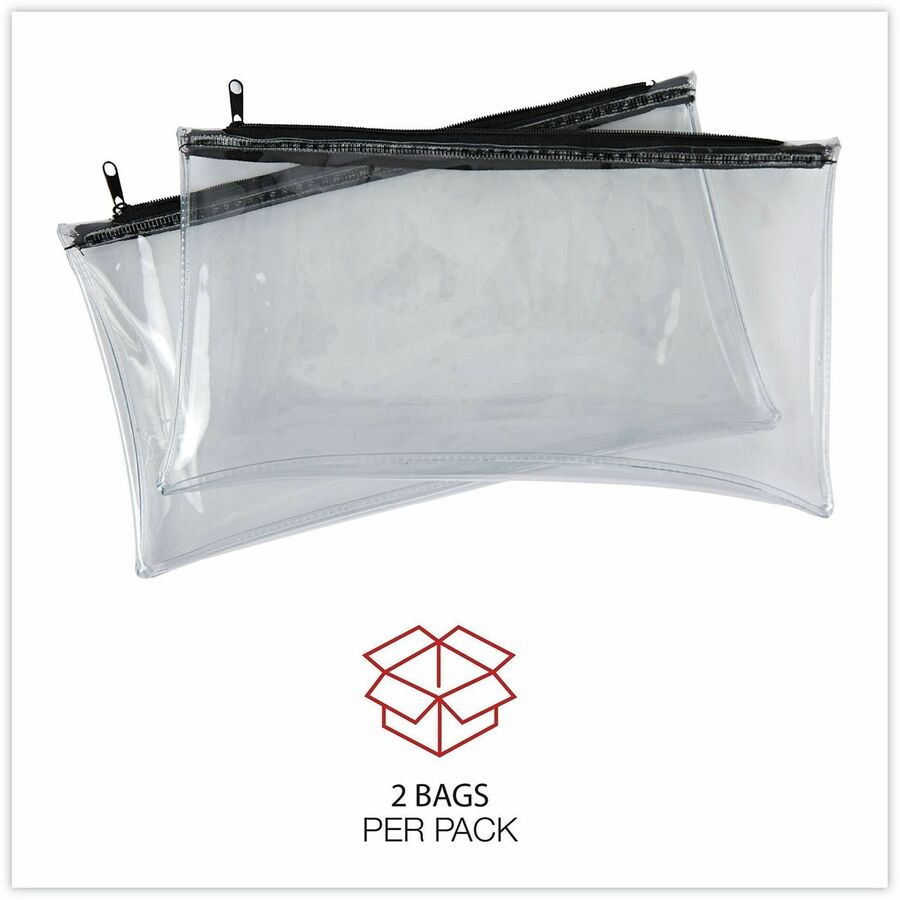 Universal Carrying Case (Wallet) Cash - Clear, Black - Faux Leather Polyurethane Body - 6" Height x 11" Width - 2 Pack