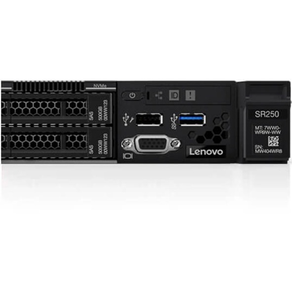 Lenovo ThinkSystem SR250 7Y51A050NA 1U Rack Server - 1 x Intel Xeon E-2288G 3.70 GHz - 8 GB RAM - Serial ATA/600 Controller