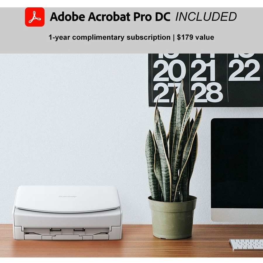 Fujitsu ScanSnap IX1500 Deluxe Scanner with Adobe Acrobat Pro DC 30 ppm (Mono) - 30 ppm (Color) - Duplex Scanning - USB