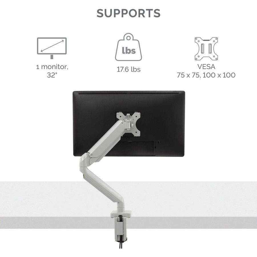 Fellowes Platinum Mounting Arm for Monitor - Silver - 1 Display(s) Supported27" Screen Support - 9.07 kg Load Capacity - Monitor Arms - FEL8056401