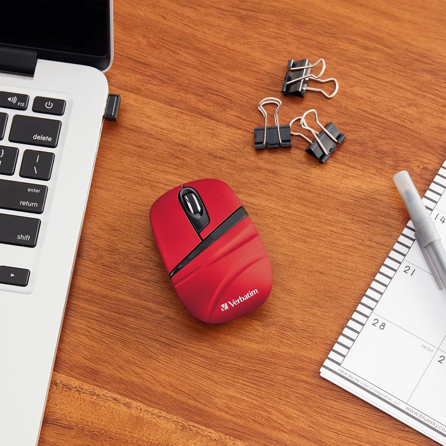 Verbatim Wireless Mini Travel Mouse, Commuter Series - Red