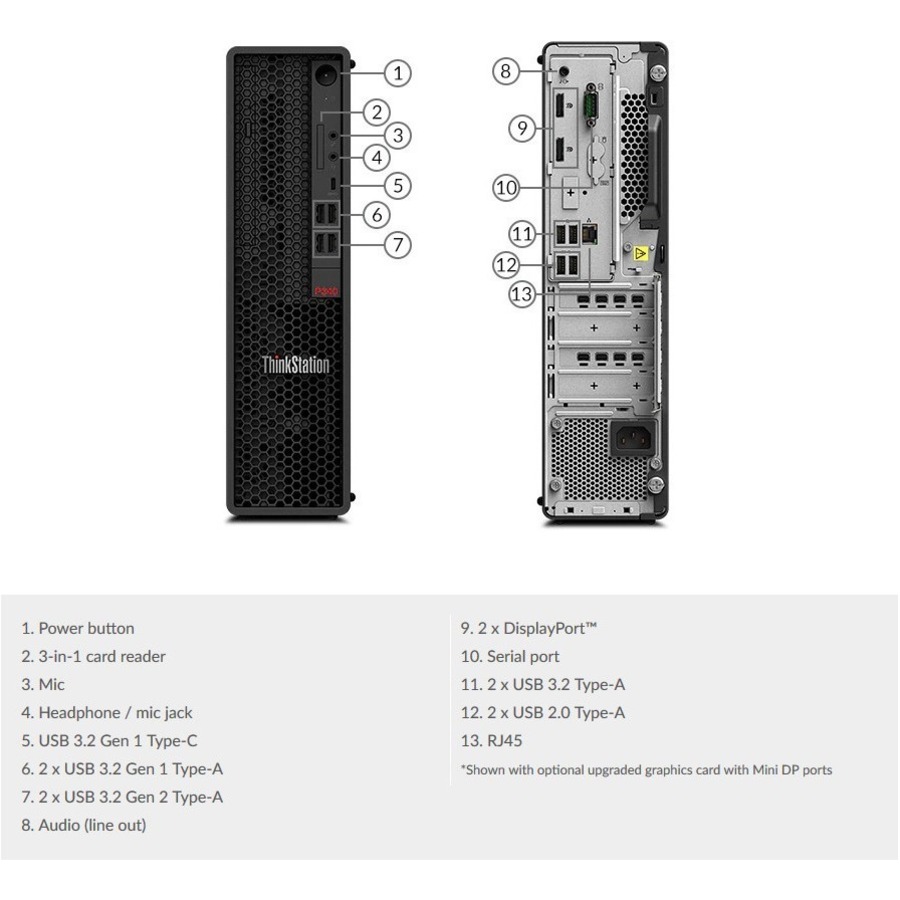 Lenovo ThinkStation P340 30DK0008US Workstation - 1 x Intel Xeon Hexa-core (6 Core) W-1250 3.30 GHz - 16 GB DDR4 SDRAM RAM - 512 GB SSD - Small Form Factor