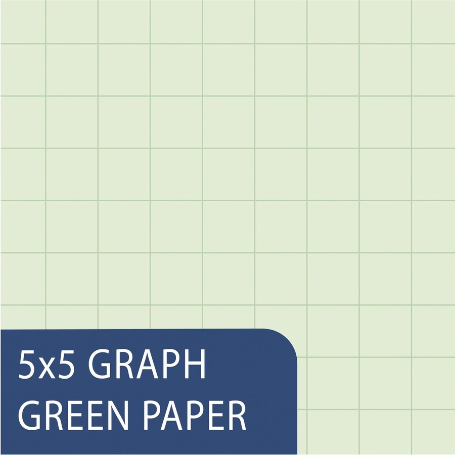 Roaring Spring Covered Engineering Pad - 80 Sheets - 160 Pages - Printed - Glued - Back Ruling Surface - 5 Horizontal Squares - 5 Vertical Squares - 3 Hole(s) - 20 lb Basis Weight - 75 g/m² Grammage - Letter - 8 1/2" x 11" - 1.20" x 8.5" x 11" - Gree