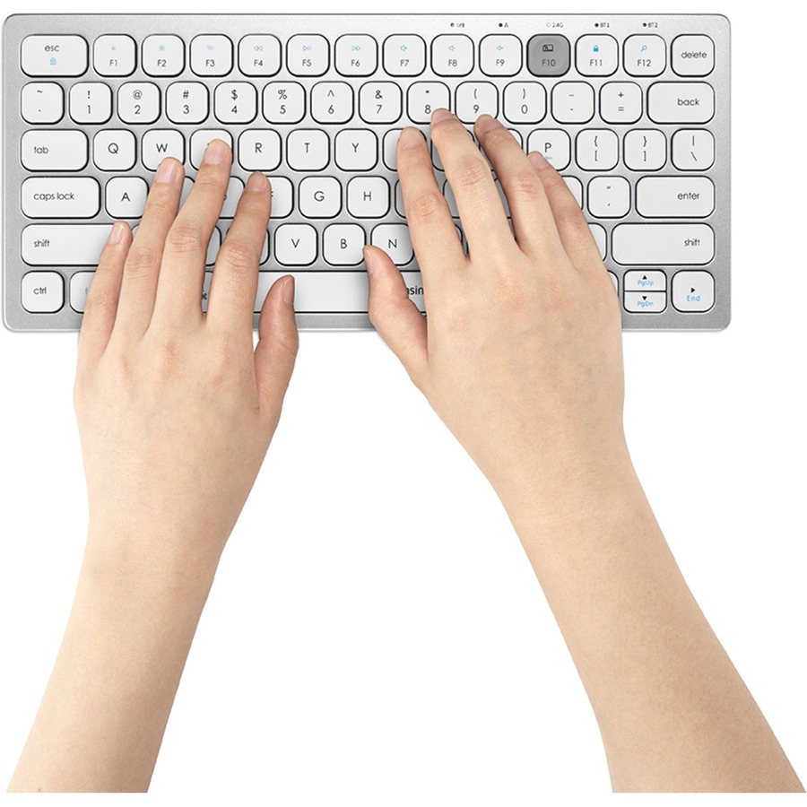 Kensington Multi-Device Dual Wireless Compact Keyboard, White - 1 Each - Keyboards - KMWK75504US