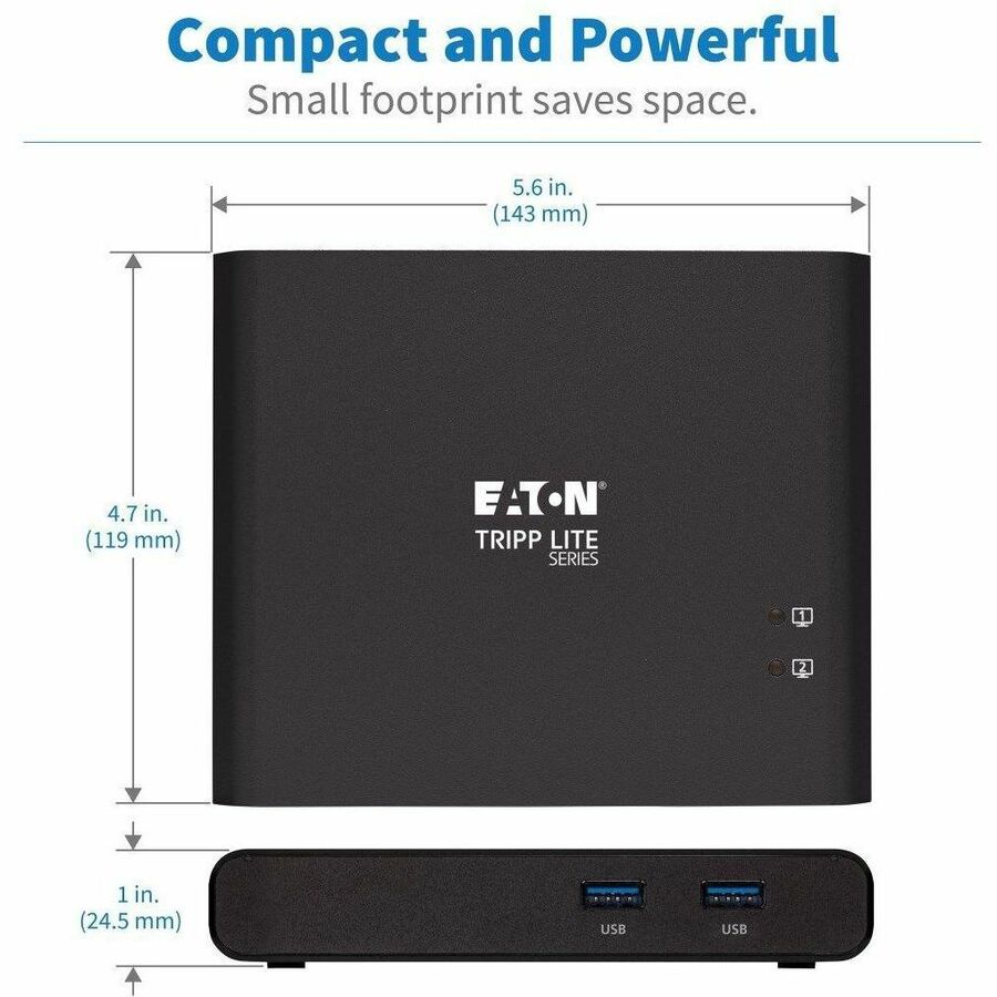 Tripp Lite by Eaton 2-Port USB-C KVM Dock - 4K HDMI USB 3.2 Gen 1 USB-A Hub Remote Selector 85W PD Charging Black