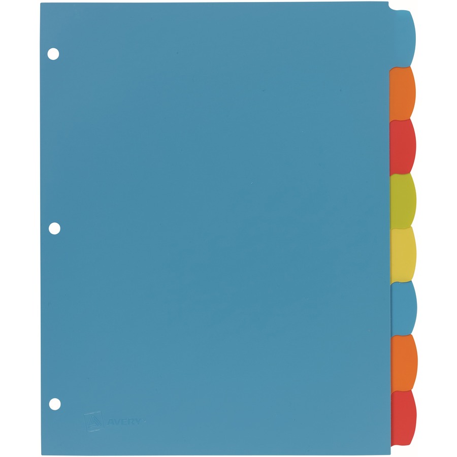Avery® Big Tab Write & Erase Durable Plastic Dividers - 8 x Divider(s) - 8 Write-on Tab(s) - 8 - 8 Tab(s)/Set - 8.5" Divider Width x 11" Divider Length - 3 Hole Punched - Multicolor Plastic Divider - Multicolor Plastic Tab(s) - 24 / Carton