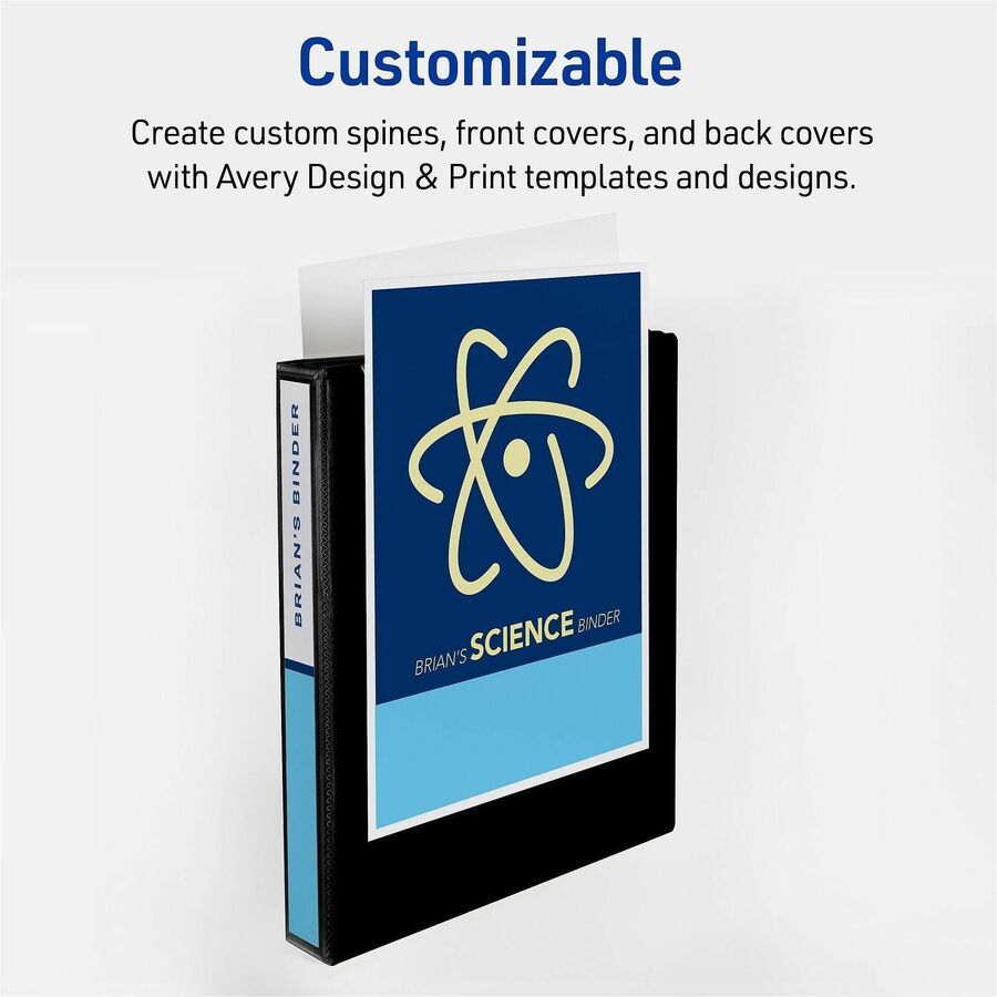 Avery® Durable View1" Binder, Pool Blue Binder (17831) - Avery® Durable View 3 Ring Binder, 1 Inch Slant Rings, 250-Sheet Capacity, DuraHinge, 1.4 Inch Wide Spine, Customizable Clear Covers and Spine, 1 Pool Blue Binder (17831)