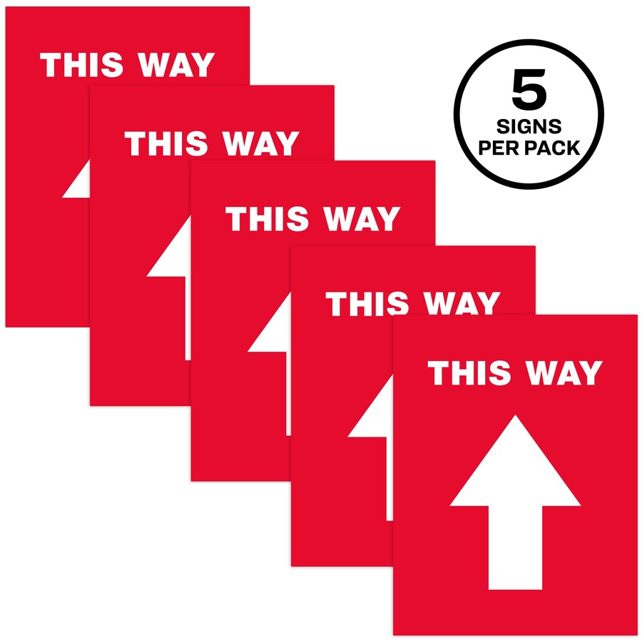 Avery® THIS WAY Social Distancing Floor Decals - 5 - This Way Print/Message - Rectangular Shape - Pre-printed, Tear Resistant, Wear Resistant, Non-slip, Water Resistant, UV Coated, Durable, Removable, Scuff Resistant - Vinyl - White