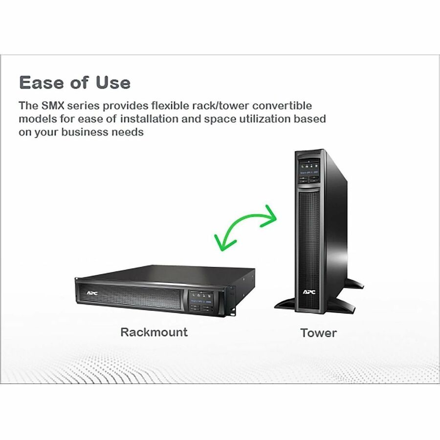 APC Smart-UPS X, Line Interactive, 1000VA, Rack/tower convertible 2U, 120V, 8x 5-15R NEMA, SmartConnect port, Extended runtime