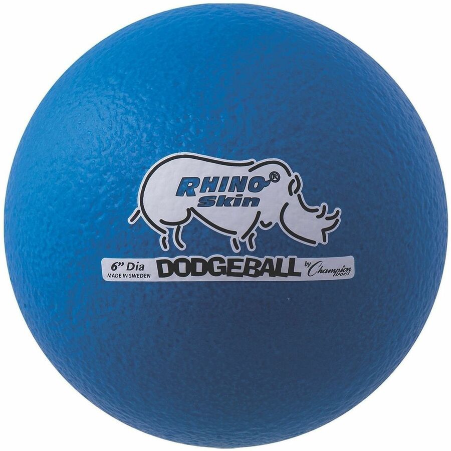 Champion Sports Rhino Skin Low Bounce Dodgeball Set - 6.30" - Low Density Foam - Neon Blue - 6 / Set
