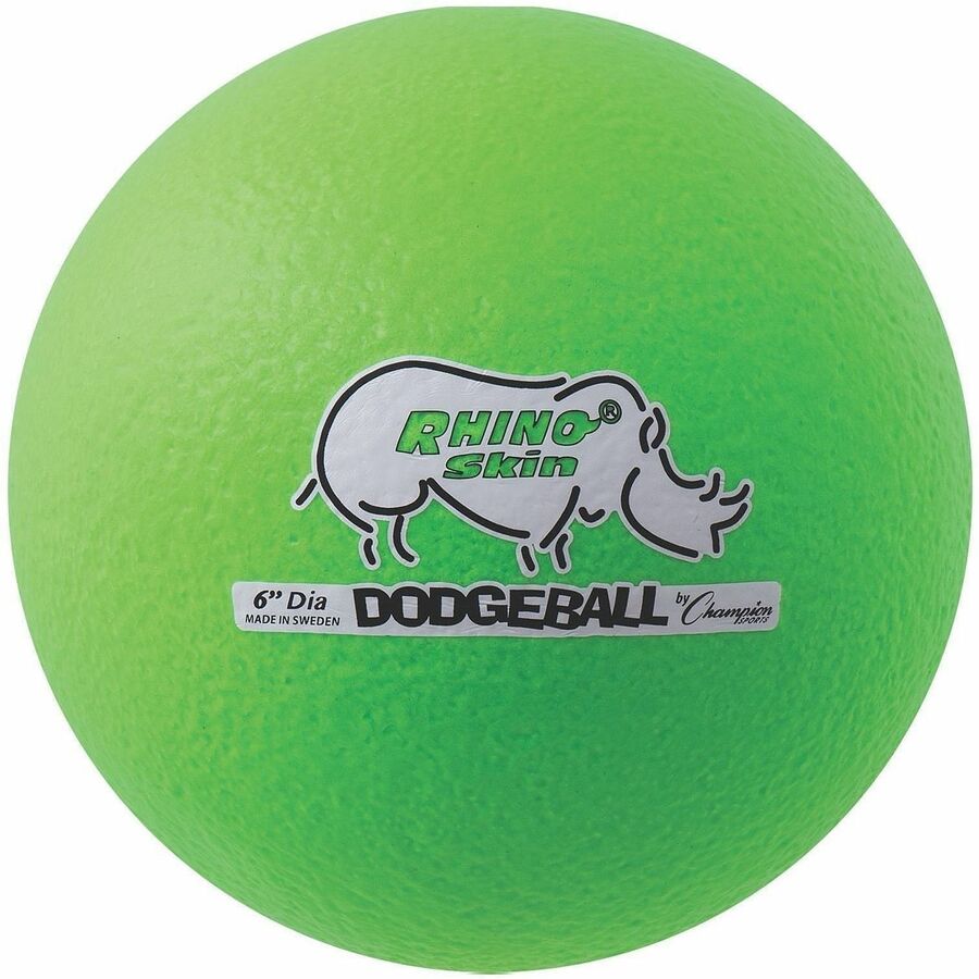 Champion Sports Rhino Skin Low Bounce Dodgeball Set - 6.30" - Low Density Foam - Neon Green - 6 / Set
