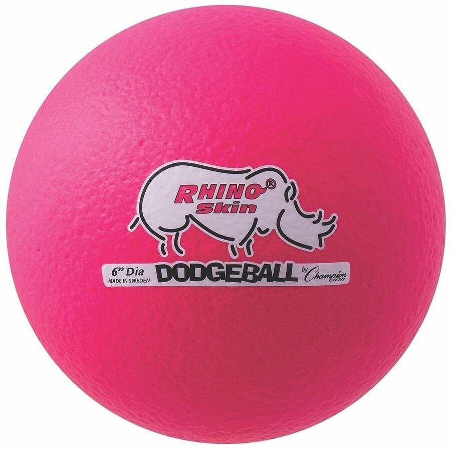 Champion Sports Rhino Skin Low Bounce Dodgeball Set - 6.30" - Low Density Foam - Neon Pink - 6 / Set