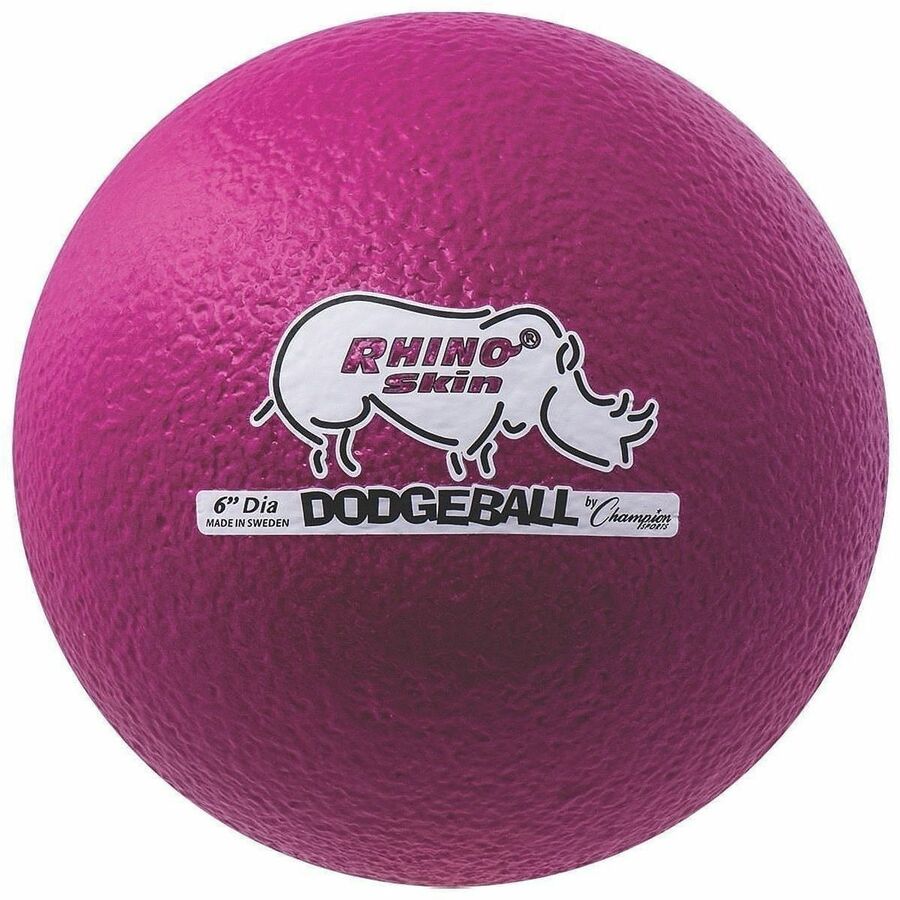 Champion Sports Rhino Skin Low Bounce Dodgeball Set - 6.30" - Low Density Foam - Neon Purple - 6 / Set