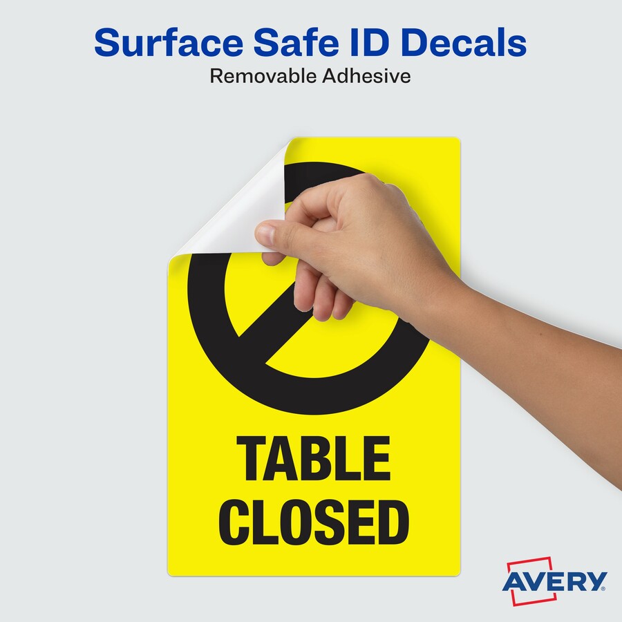 Picture of Avery&reg; Surface Safe TABLE CLOSED Preprinted Decals